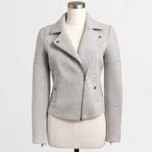 J Crew grey cotton moto cropped zip up jacket coat